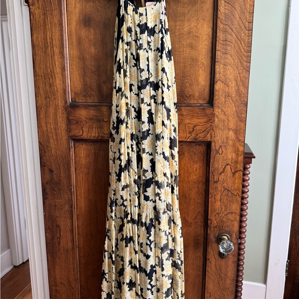 FRNCH Lyla Floral Maxi Dress in Black and Yellow